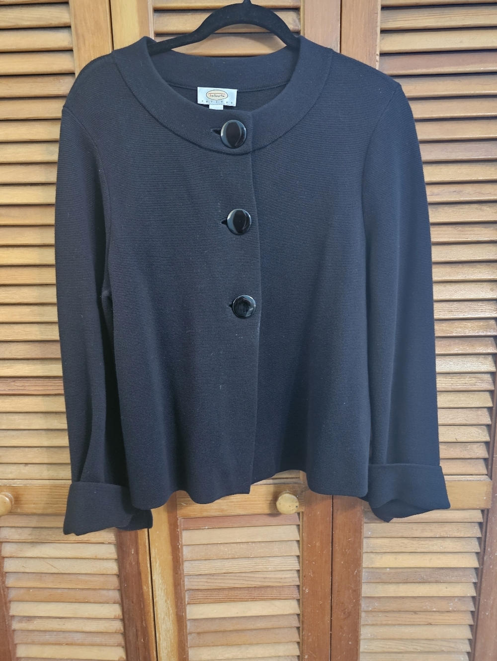 Talbots Black Cardigan Sweater – Large Button Detail – Size Large